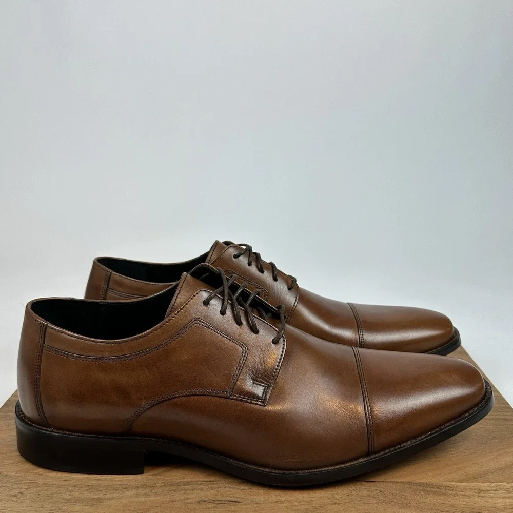 New Mens Johnston & Murphy Novick Cap Toe Oxfords‎ Leather Dress Shoes Sz 16 D
